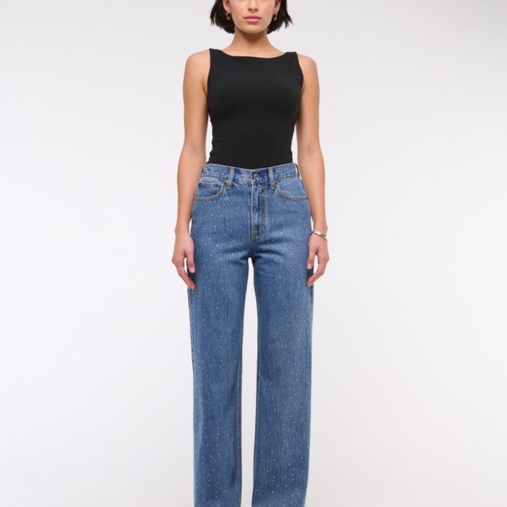 Abercrombie Embellished High Rise Loose Jeans